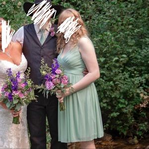 David’s Bridal Mint Knee-Length Bridesmaid Dress